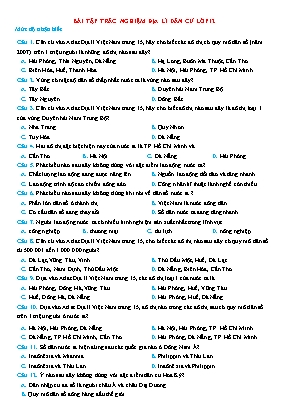 110 Câu trắc nghiệm Địa lý 12 - Địa lí dân cư (Có đáp án và lời giải)